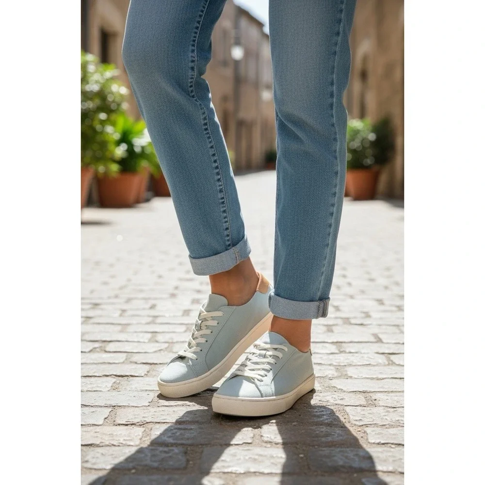 Soludos Ibiza Lace Up Canvas Sneakers.‎ Light Blue US 6 EU 37